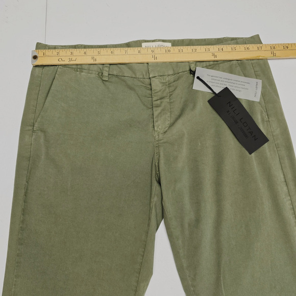 Nili Lotan East Hampton Pant Size 10 Olive Green Raw Hem Chino Straight Leg NWT - Picture 10 of 16